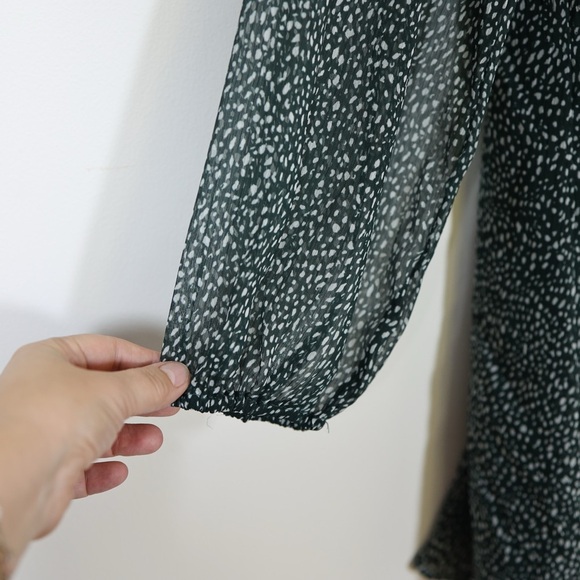 Joie Womens Green Speckled Print Mini Dress Size M Long Sleeve Fall Photo Shoot - Picture 4 of 14